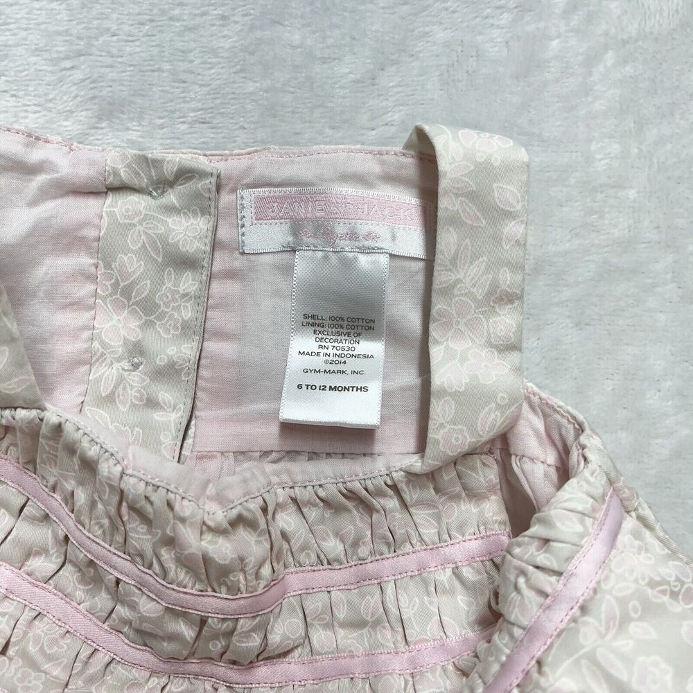 Janie & Jack Layette Dress Baby Girls 6-12 Months Smocked Pink Floral Lined‎ - Picture 4 of 8